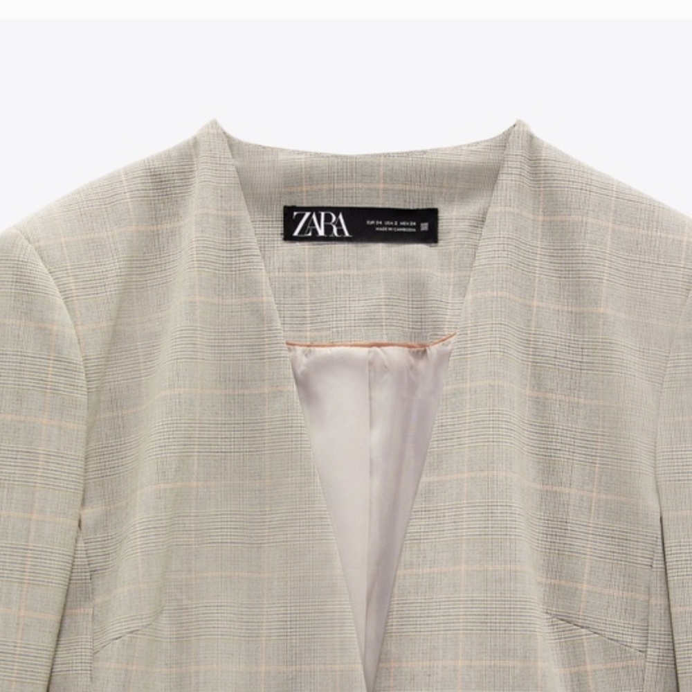 Zara Plaid Basic Blazer Single Button Oversized 2 - image 4